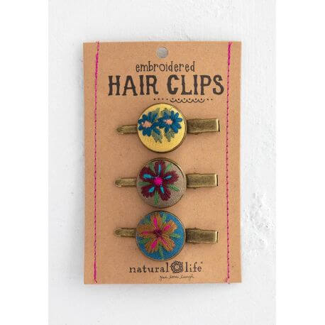 Natural Life - Κεντημένα Hair Clips Σετ - Yellow NL-56246