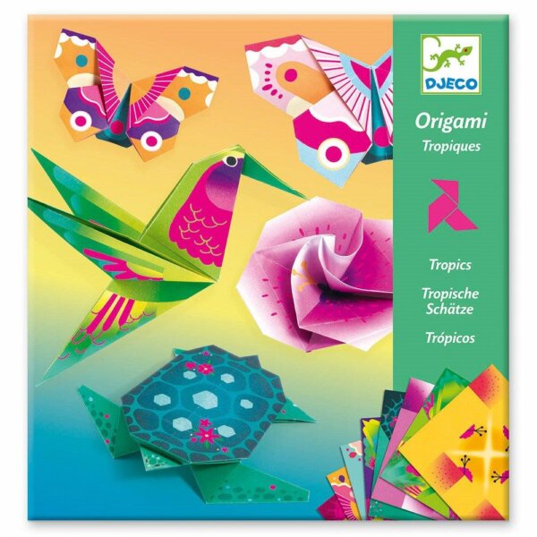 Djeco Οριγκάμι κατασκευή νέον χρώματα 'Τροπικά ζωάκια και λουλούδια' Κωδικός: 08754