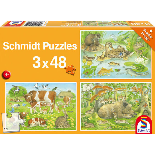 SCHMIDT PUZZLE - Οικογένειες Ζώων - Τμχ. (3 x 48) S56222