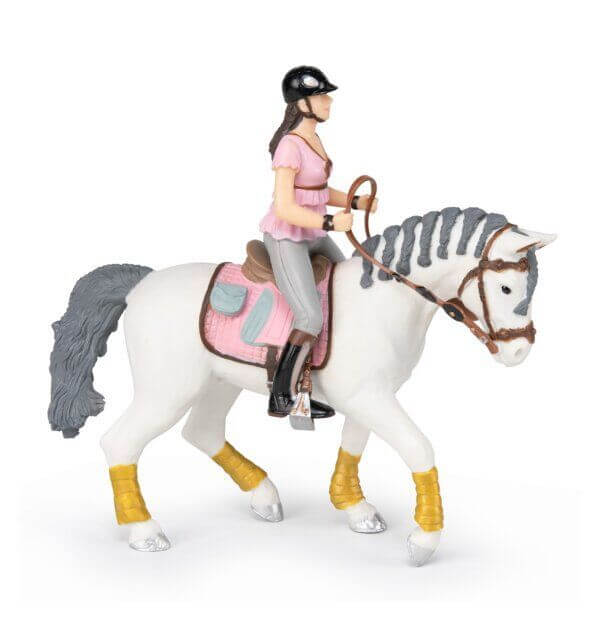 Papo Φιγούρα 'Braided Mane Horse with Trendy Riding Girl Pink 51525/52006