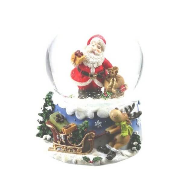 58048 Spieluhrenwelt Χριστουγεννιάτικη Χιονόμπαλα Ο Άγιος Βασίλης με σάκο και δώρα