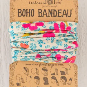 Full Boho Bandeau Headband - Neon Daisies Calico 66909