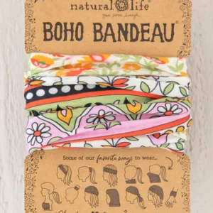 Full Boho Bandeau Headband - Lilac Orange Border 66911