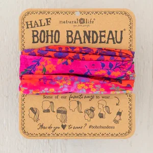 Half Boho Bandeau Headband - Pink Ombre Border 66922