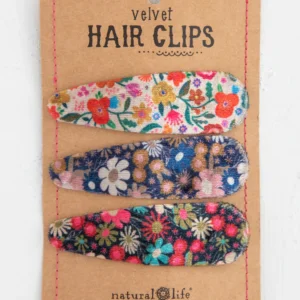 Natural Life- Velvet Floral Hair Clips, Set of 3 57069